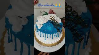 White Roses N Blue Dripped Cake Plzz Subscribe For More Such Beautiful Cake Designs