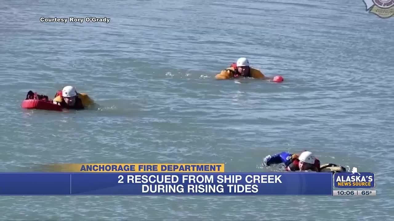 2 anglers rescued on Ship Creek by fire department