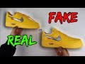 REAL VS FAKE! NIKE X OFF WHITE AIR FORCE 1 UNIVERSITY GOLD COMPARISON! (BOSTON EXCLUSIVE)