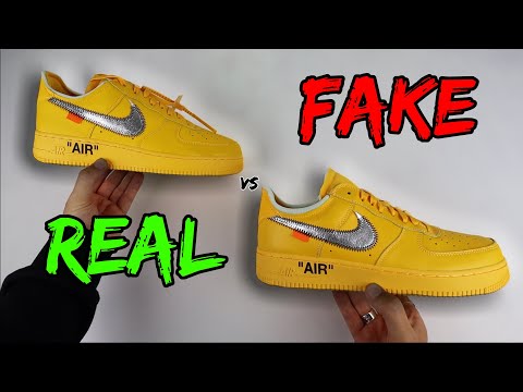 REAL VS FAKE! NIKE X OFF WHITE AIR FORCE 1 UNIVERSITY GOLD