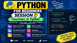 Python Session - 9 | Functions | Arguments, Built-in & User-Defined Functions