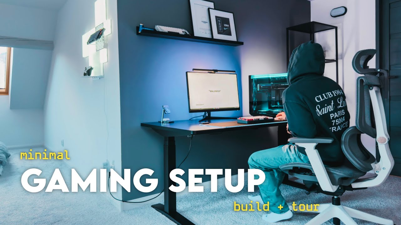 building a minimal gaming desk setup + tour | black aesthetic ☁️🎮 - YouTube