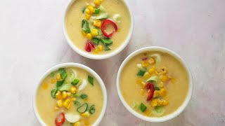 شوربة الذرة بدون كريمة من ألذ الشوربات لذيذة وغنية corn chowder