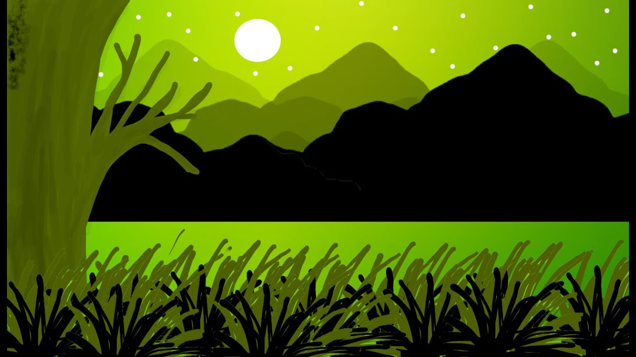 How to draw a easy scenery digital drawing in laptop 3D painting