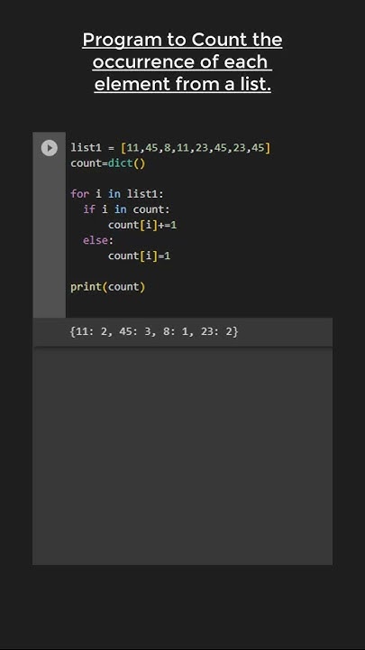 Program to count occurrence of elements from a list😱😱 - YouTube