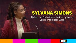 Sylvana Simons tijdens het 'debat' over het terugsturen van mensen naar Syrië