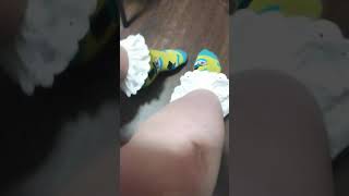 Wearing My Yellow Frilly Socks With Big Sissy Frills Mixing It Up Snowman Socks