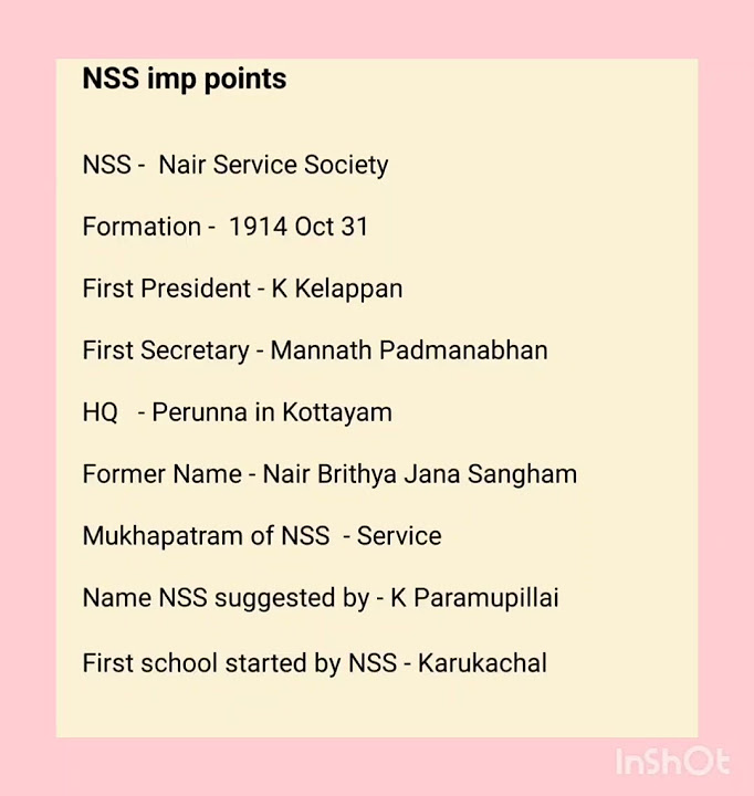 NSS//Nair service society//Imp points//Tenth mains YouTube