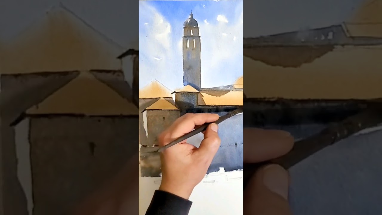Easy Watercolor Cityscape Painting I Dubrovnik Waterfront I Watercolor Demo For Beginners