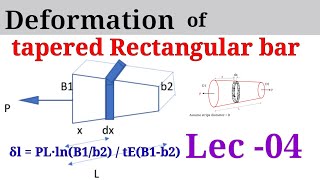 Deformation of Rectangular tapered bar | Strength of material | Lecture no -04 |pdf