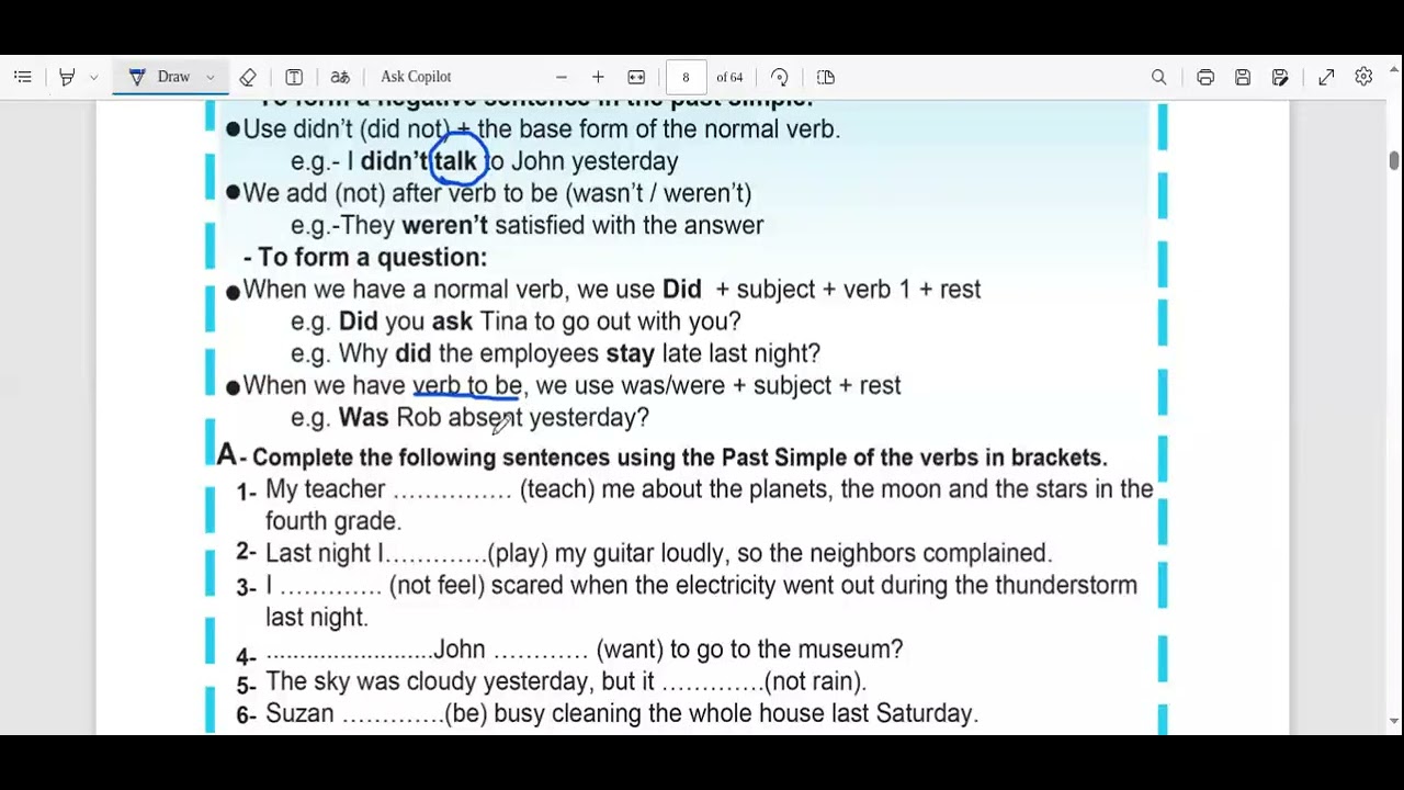 Simple Past/الصف السابع