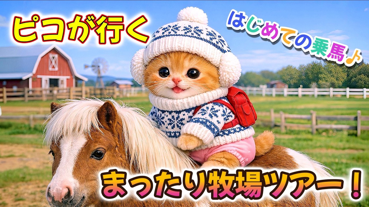 【AI子猫ピコ】ピコがはじめての牧場ツアーに！遊んで食べて大はしゃぎ！