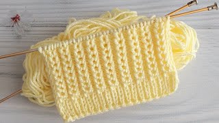 iki sırada biten kolay şiş örgüsü✅️two color very easy knitting pattern✅️Beautiful Knitting Patterns Resimi