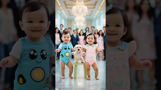 Twin Babies Dance With Adorable Puppy