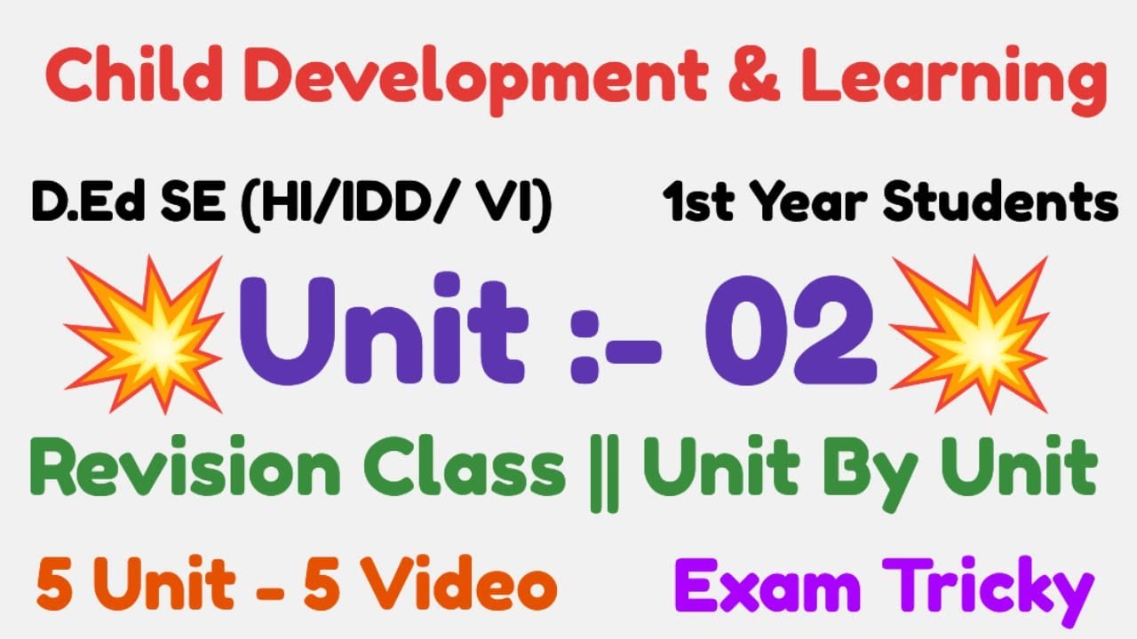 D.Ed Special Education (HI/IDD/VI) | Paper 04 | Unit 02 revision | 1st ...