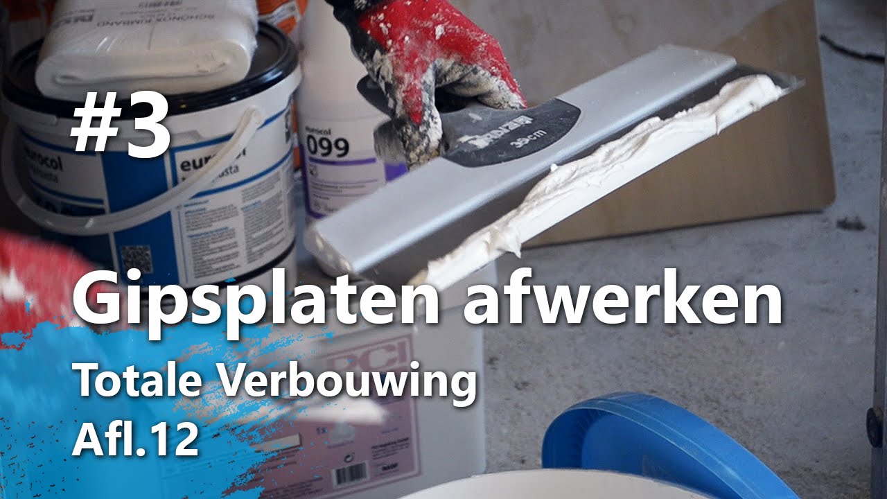 Gipsplaten afwerken part 3 glad maken, schuren, sausklaar ... Houten plafond hellend