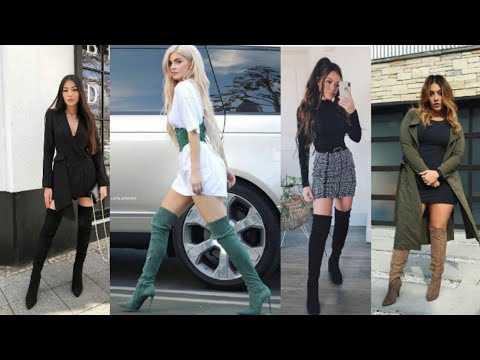 TENDENCIA USANDO VESTIDOS CORTOS Y MINI FALDAS CON BOTAS LARGAS!!!MODA CON BOTAS 2020 - YouTube