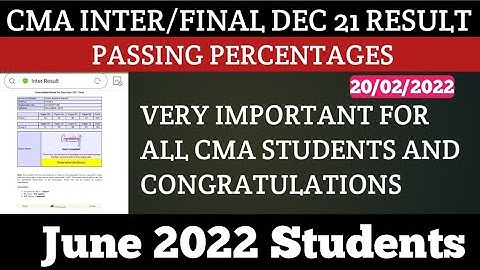 CMA Inter/Final Dec 21 Result Pass Percentages | Very IMP for All June 2022 Students | Kci
