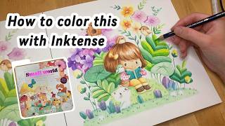 Inktense coloralong | watercolor pencils | Small World | Elen Lescoat