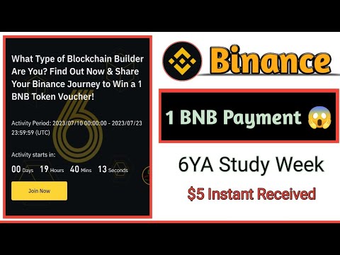 Take Our 6YA Blockchain Builder's Quiz To Win 1 BNB || Binance $5 Refer Income|| #binanceturns6
