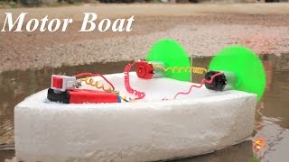 How to make an Electric Motor Boat using Thermocol and DC motor