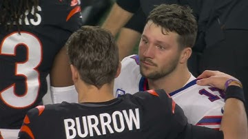 Josh Allen, Bills and Bengals show support on field for  Damar Hamlin