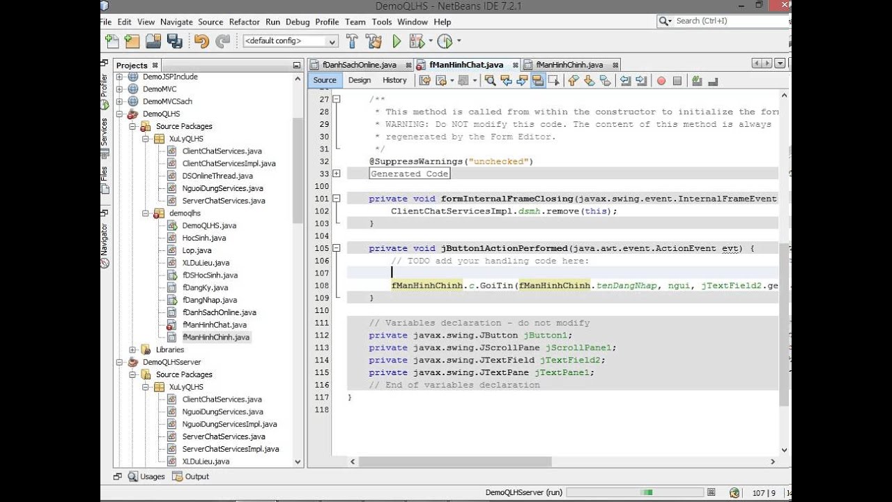 Java RMI Quan ly hoc sinh 03 chat 2 - YouTube