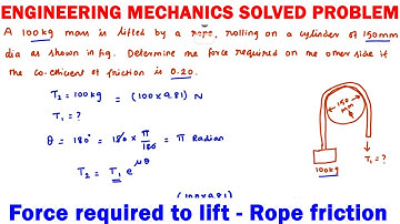 Engineering mechanics solved problem, friction, rope friction, coefficient of friction, mechanics