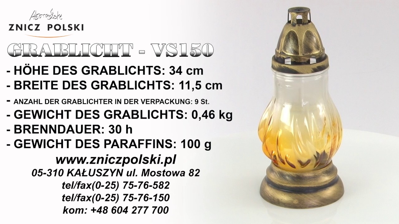 Grabkerzen - vs150 - Kerzen für Trauerfeier wetterfest - Zubehör für Grablichtern