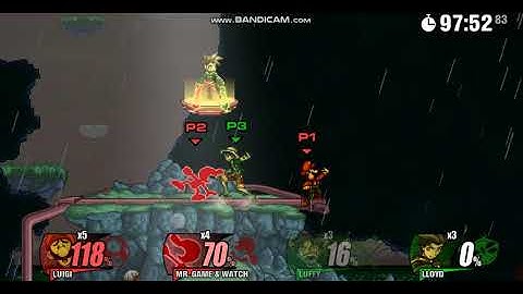 Super Smash Flash 2 Beta Team Battle Luigi and Mr Game and Watch vs Luffy and Lloyd