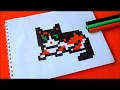 Как рисовать Котика Куки по клеточкам в тетради Пиксель Арт