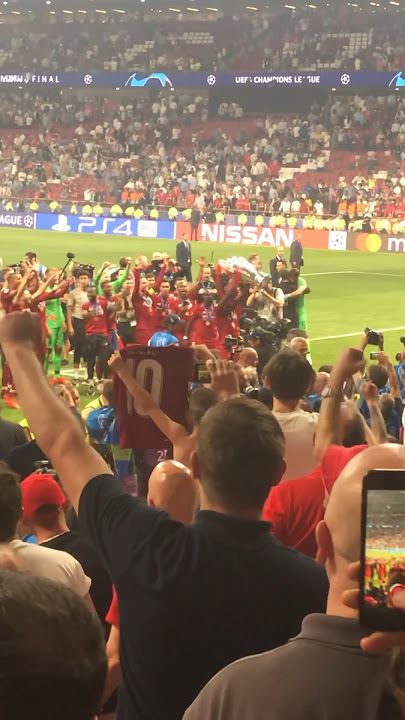 Divock Origi lifting the European Cup in front of the Liverpool fans in Madrid 2019 #Liverpool