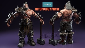 3DCoat - 3D Game Character Retopology Phase - WARCRAFT ORC WARRIOR (Timelapse)