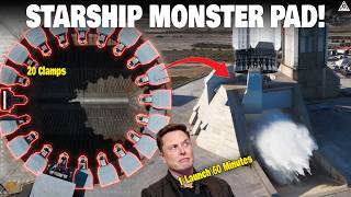SpaceX's New MONSTER Starship Pad with sci-fi tech: 20 Clamps & Giant Water Eject System!