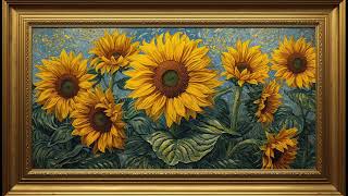 โRadiant Sunflowers Blooming Under the Eternal Glow of a Star-Speckled Canvas