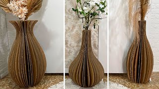 Aprenda agora como fazer 3 Vasos Decorativos de Papelão | DIY VASOS GRANDES Fáceis! Inclui Moldes