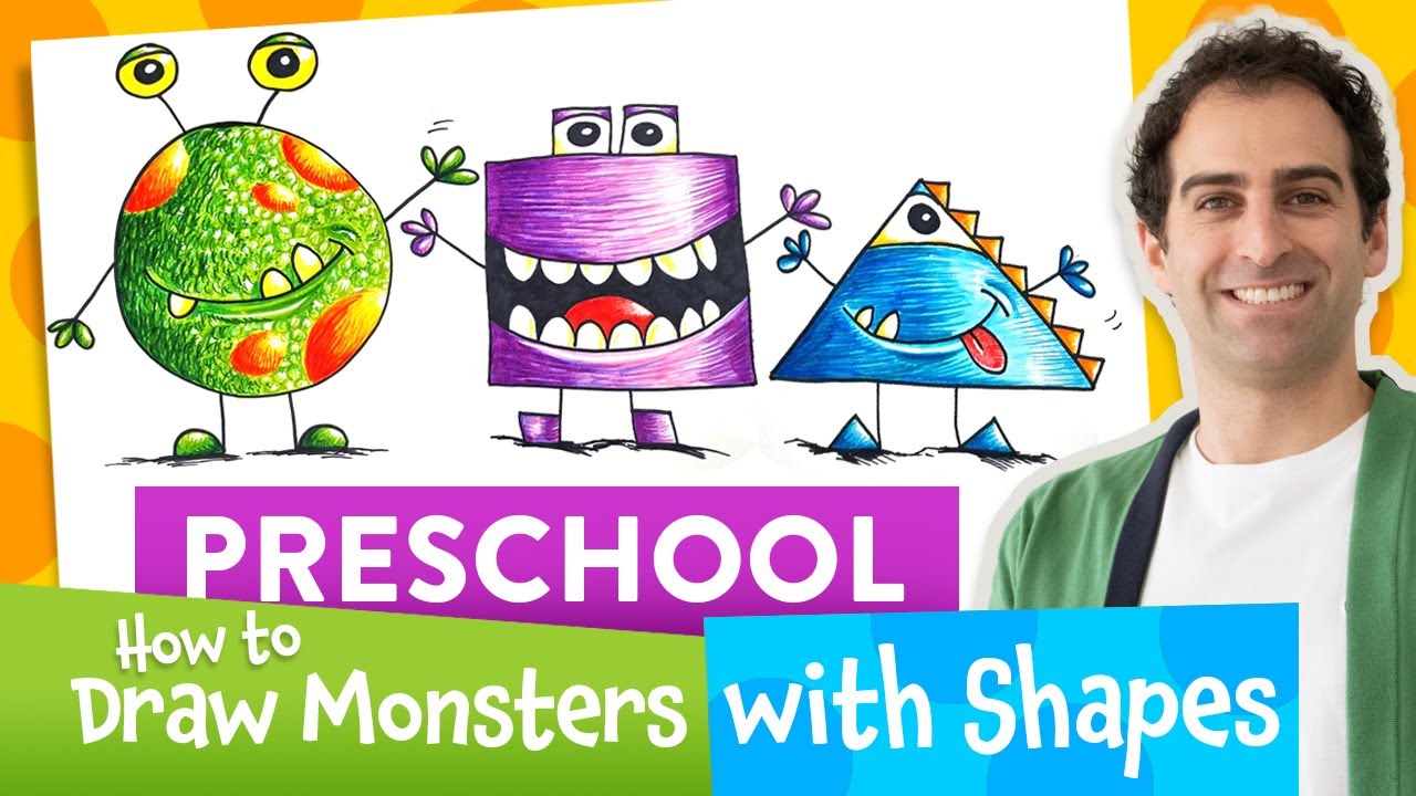 How to Draw MONSTERS with SHAPES! – Kids Drawing Lesson (Preschool)