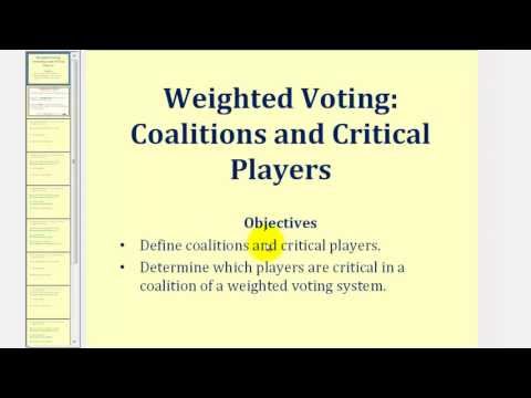 Weighted Voting:  Coalitions and Critical Players