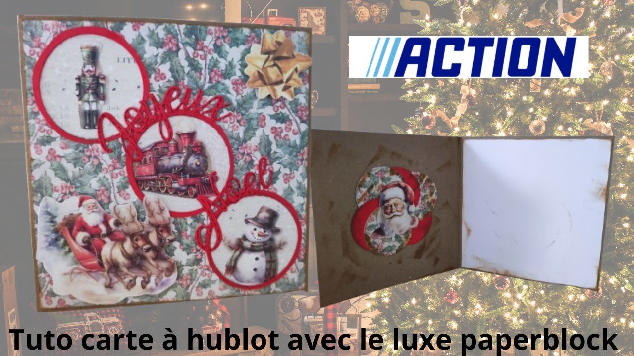 tuto carte à hublot avec le luxe paperblock #action #noel #scrap #diy