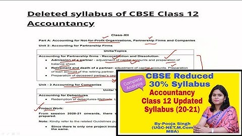 CBSE Syllabus Reduced  (20-21) ,Reduced Syllabus ,CBSE , Class12 Accountancy I Complete Analysis