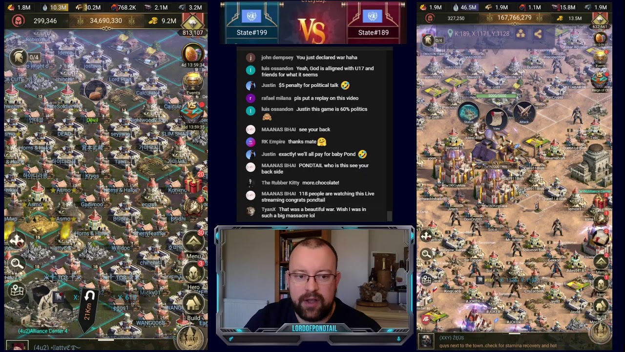 LordOfPondtail S3 RoC War Live 4u2 of 199 vs W1n of 189