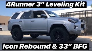 2018 Toyota 4Runner 3” Spacer Leveling Kit & Icon Rebound 285/70/17 Tires