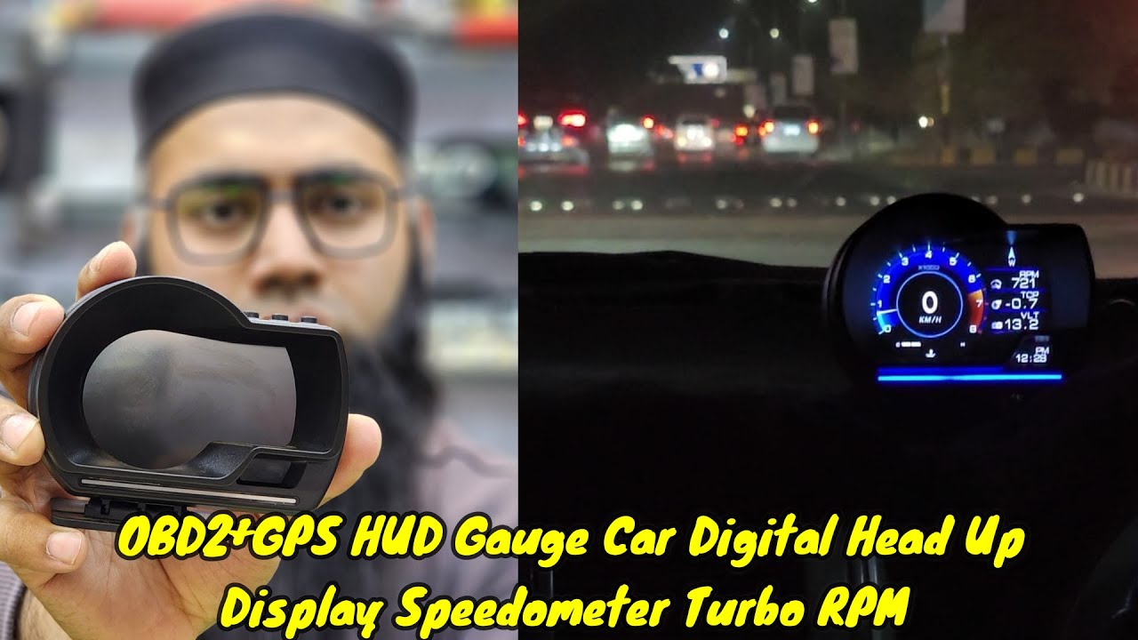 OBD2+GPS HUD Gauge Car Digital Head Up Display Speedometer Turbo RPM Alarm 