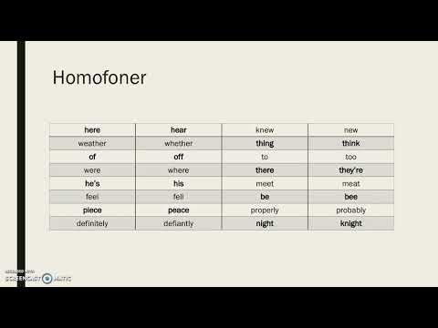Video: Hva er 4 homofoner?