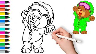 How to draw a teddy bear | Painting and Coloring for Kids