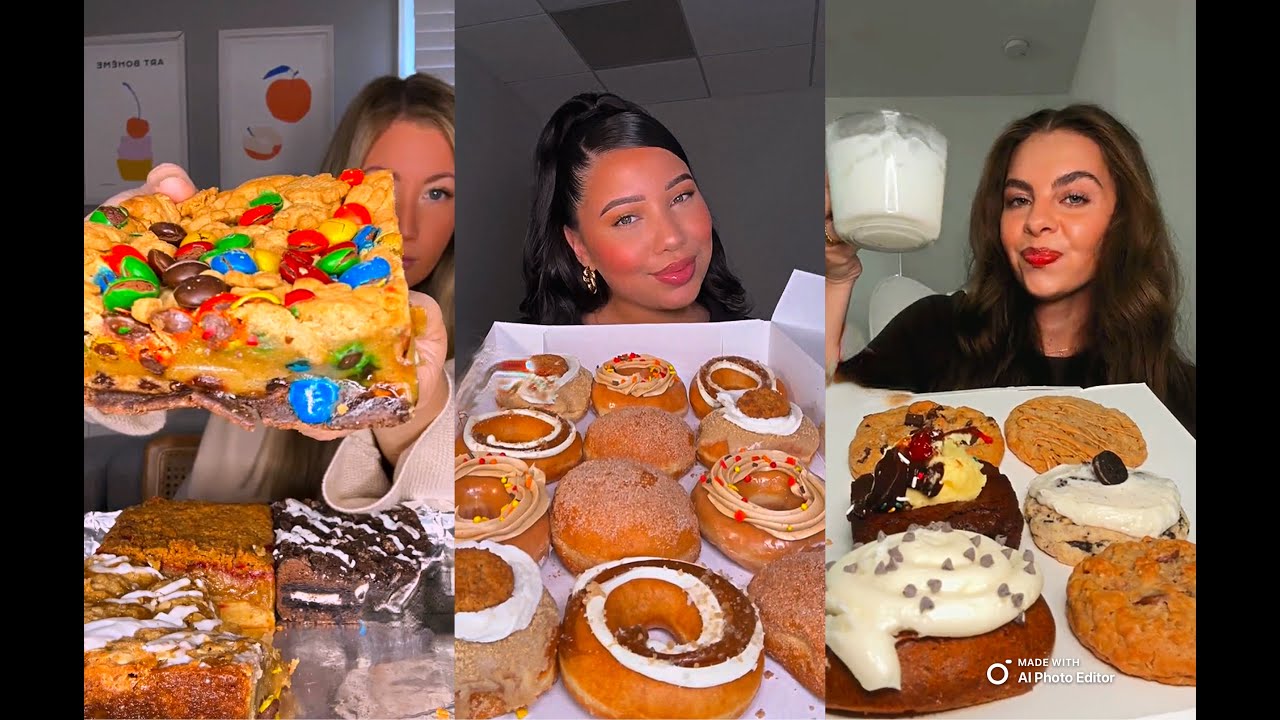 Dessert Mukbang TikTok Compilation 3 Crumbl Cookie and More!