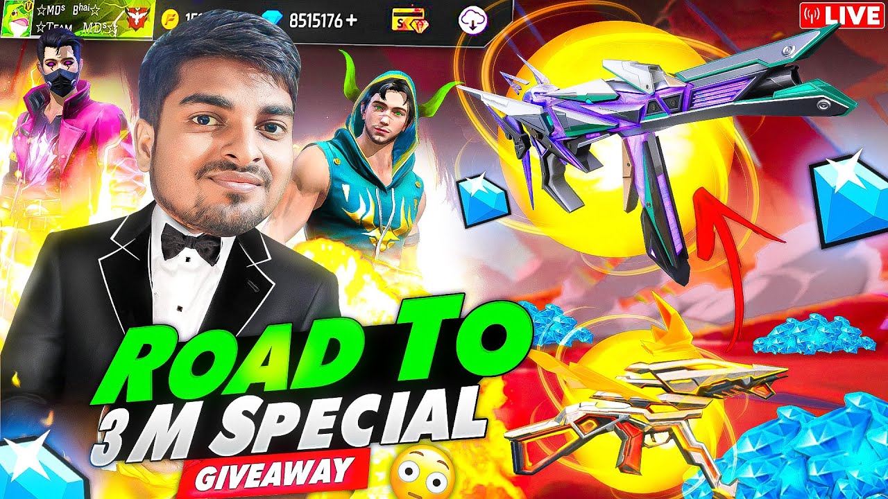 Free Fire Road To 3 Million Special Giveaway -Garena Free Fire