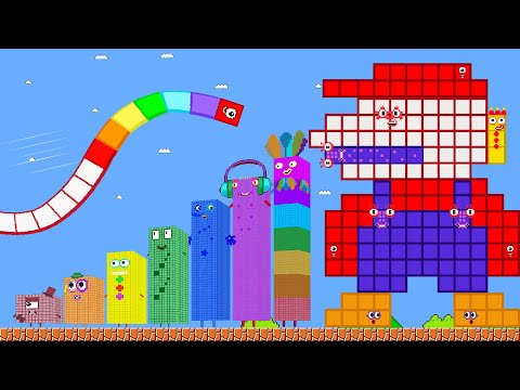 Number Snake vs the Giant & Tallest Mario Maze in Super Mario bros | GM Stories