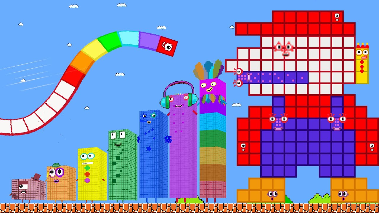 Number Snake vs the Giant & Tallest Mario Maze in Super Mario bros | GM Stories