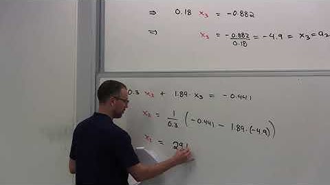 Applied Linear Algebra, Lesson 12, Video 16: Use backward substitution to solve 3 by 3 system